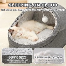 Jiupety Cute Cat Beds for Indoor Cats, Cave Bed Medium, Dark Gray