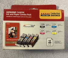 Genuine Canon PGI-220BK / CLI-221C,M,Y Ink  Photo Paper Combo Pack Sealed inks