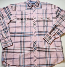 Roper Pearl Snap Shirt Mens XL Pink Plaid Westernwear Woven Work Chore Pockets