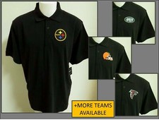 New S-3XL Black Solid NFL Men's Poly 66Q Polo Shirt