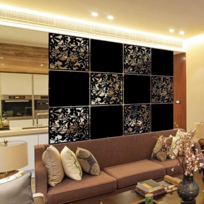 Hanging Room Divider12pcs Pvc Black Panel Screen Solid For Decorating Living Din