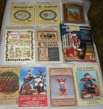 LOT OF 10 CRAFT KITS, DESIGNS, PATTERNS, STENCILS LOT SOLD AS IS AS SHOWN