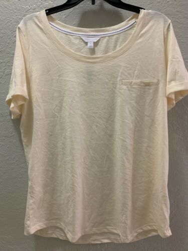 Top de pijama tejido cuello redondo Charter Club como está, blanco antiguo, XL - Imagen 2 de 5