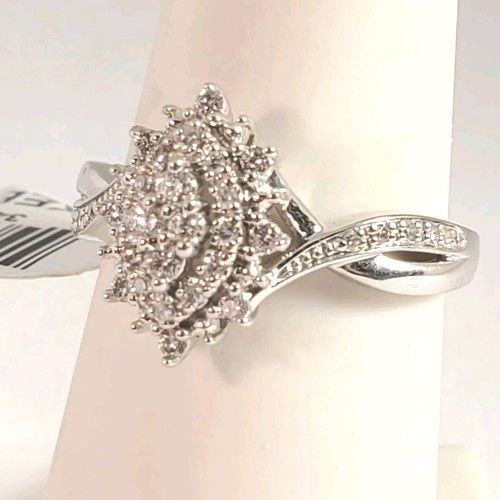 10kt White Gold, Keepsake Jazz, 1/4 cttw Diamond Ring. Size 7 (OGJ2035) - Picture 1 of 20