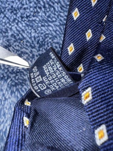 Polo Ralph Lauren Tie Men's Necktie Made in Italy Vtg Geometric Diamond Navy - Picture 9 of 10