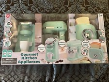 PlayGo Gourmet Kitchen Appliance Set Sounds Coffee Maker, Mixer, Toaster Teal