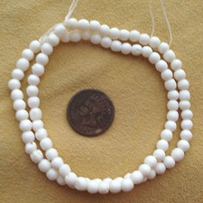 4mm Round White Bone Beads, Approx 90 Beads per 16" Strand