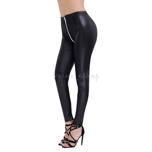 Women's in finta pelle con cerniera aperta inguine Pantaloni Pantalone  Leggings Pantaloni DIMAGRANTI | eBay