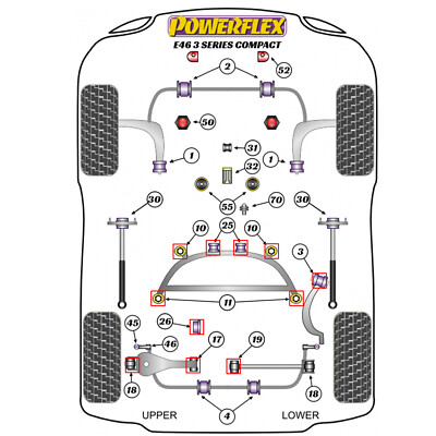Powerflex Heck Diff vorne/hinten + hinten Hilfsrahmen vorne/hinten Buchsen Kit BMW E46