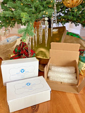 Glass ICICLE Christmas Tree Ornaments Hand Made Blown Set 10 New LOT 3 BOXES