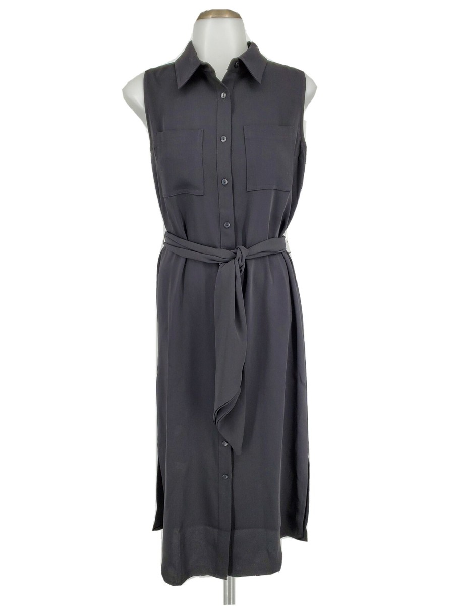 New Adrienne Vittadini Womens Button Front Maxi Dress Black Size