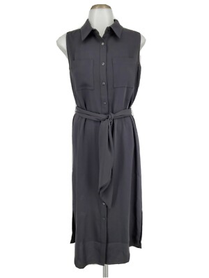 New Adrienne Vittadini Womens Button Front Maxi Dress Black Size