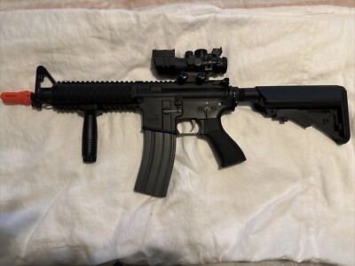 G&G Full Metal Top Tech TR16 R4 Commando Airsoft Rifle Black With Scope