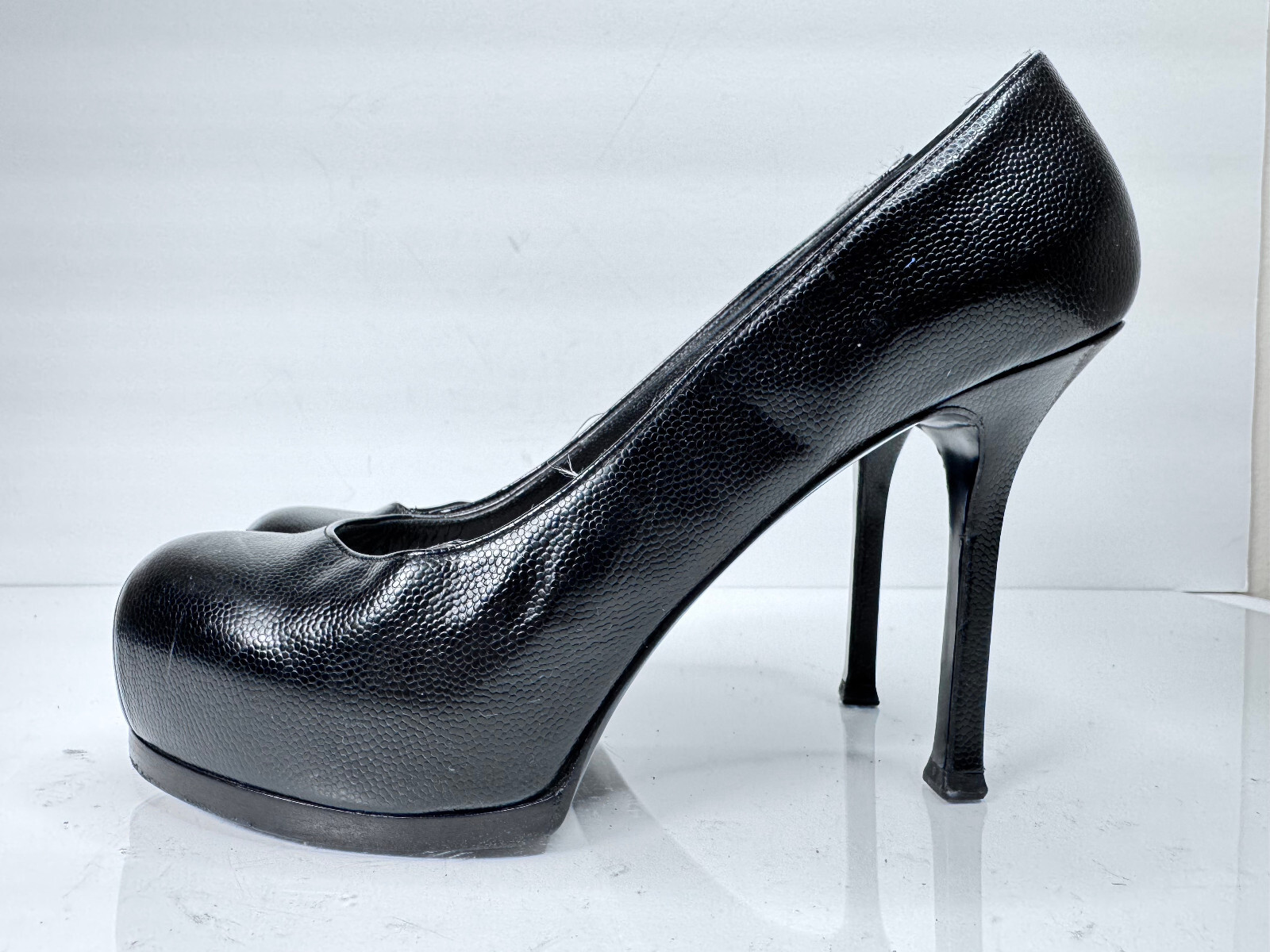 Yves Saint Laurent YSL donna tacco plateau in pelle nera taglia US 6 5