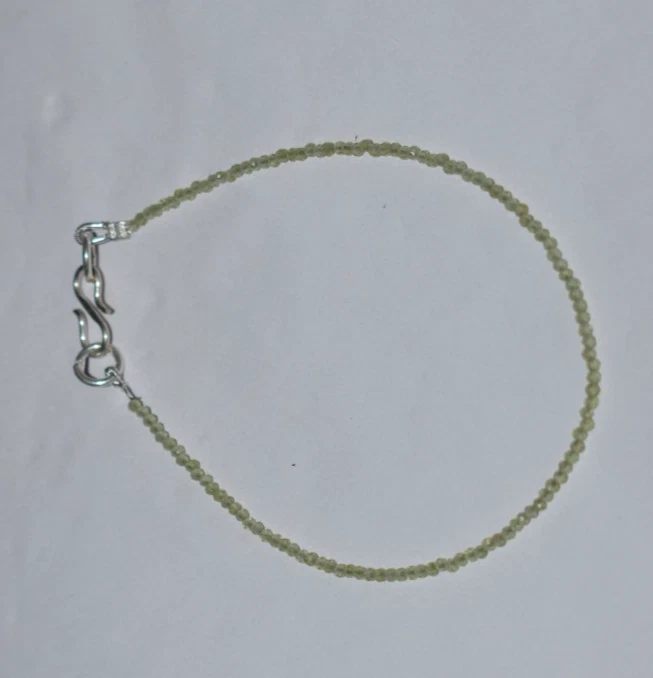 Natürlich Peridot Edelstein 925 Sterlingsilber 1.3cm Armbänder 2 MM Runde Perlen - Bild 4 von 4