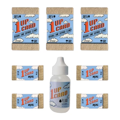UNDISCLOSED 1UPcard™ Video Game Cartridge Cleaning Kit - Multi-Size Kit with Fluid