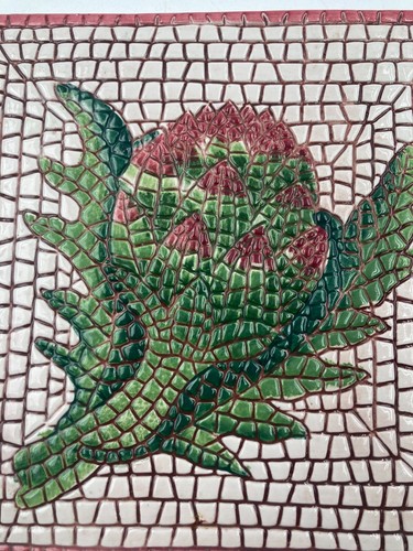 Pier 1 Import Mosaic Ceramic Tile Artichoke Design Trivet 6" x 6" Made in Italy - Picture 4 of 7