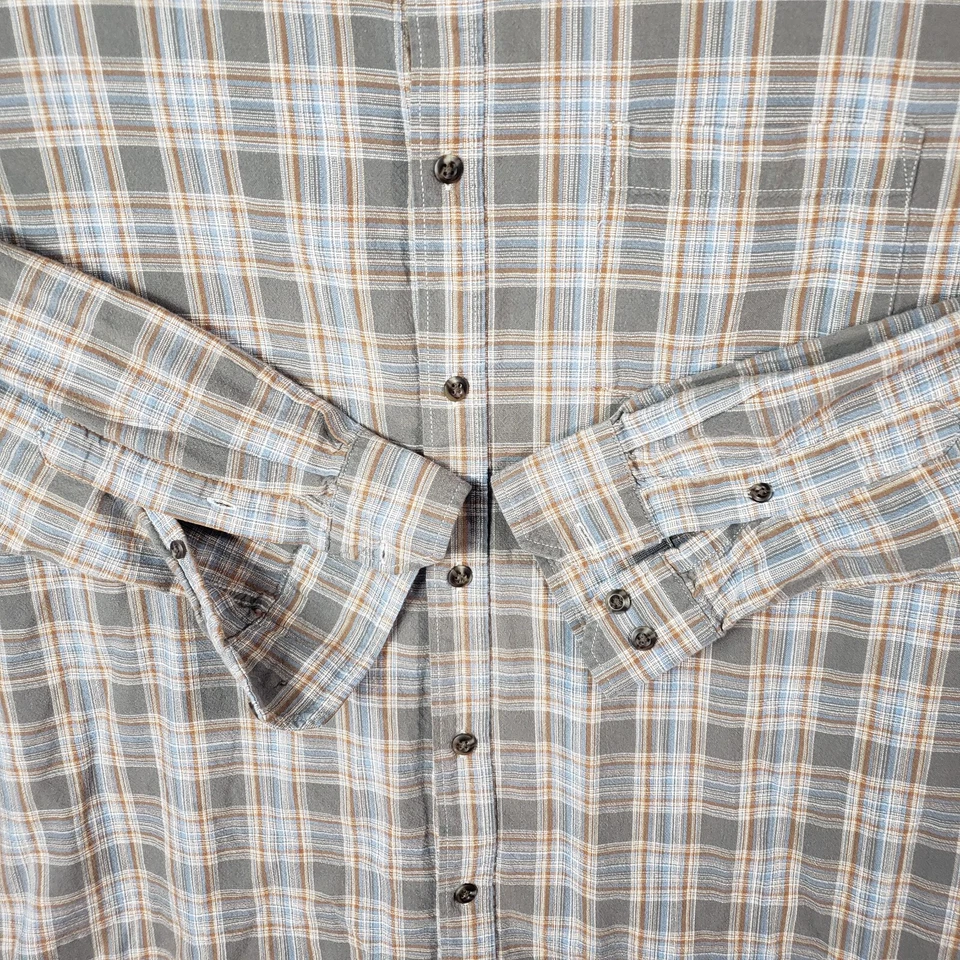 Camisa de vestir vintage descolorida Glory para hombre L grande gris a cuadros manga larga algodón Foto 2 de 4