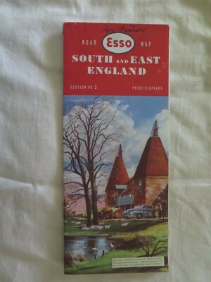 ESSO PETROL & OIL SOUTH & EAST ENGLAND ROAD MAP c1960 EXCELLENT CONDITION