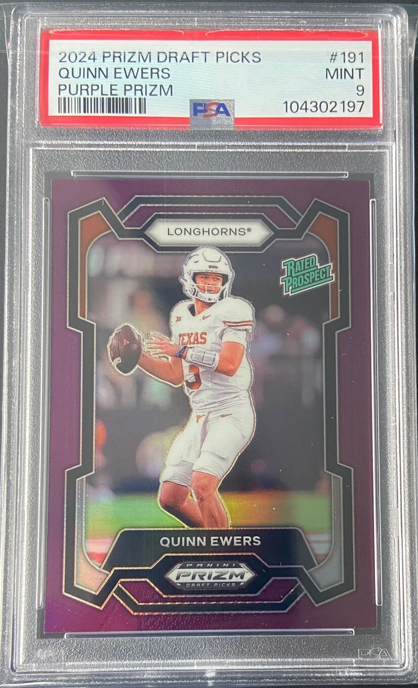 2024 Prizm Draft Picks Quinn Ewers Rated Prospect Purple Prizm /75 PSA 9 #191