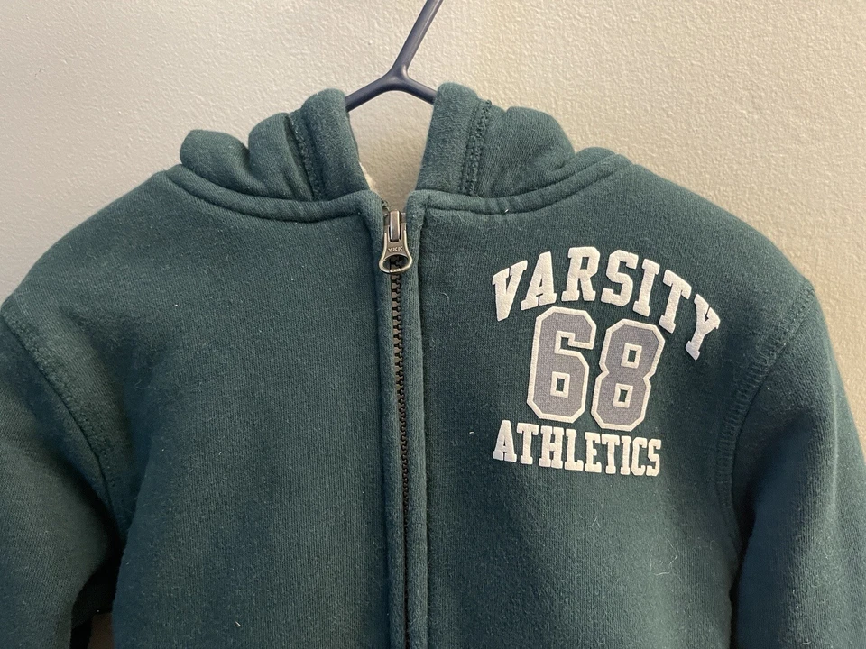 TCP Toddler Boys Varsity Athletics Cozy Soft Faux Fur Zip-Up Hoodie Green XS 4 - Image 4 of 4