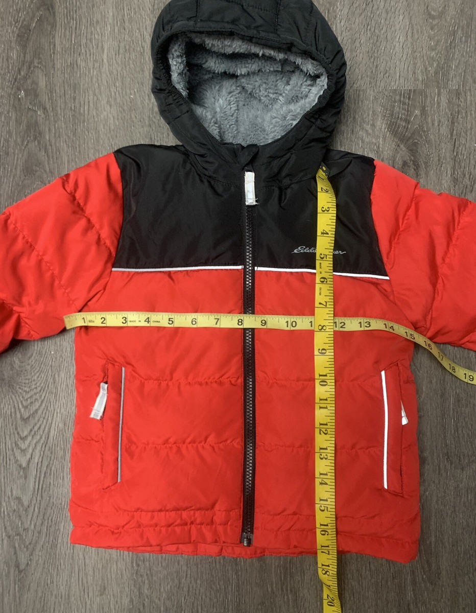 Eddie Bauer Classic Down Jacket 650 Fill Power Black Red Boy