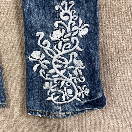 Vintage Guess USA Jeans Women 29 30X30 Embroidered DistressedY2K Blue Denim BOHO - Picture 8 of 23