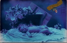 Cute Baby Blue Vintage RPPC  B229