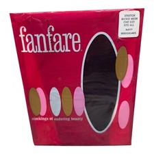 Vintage Fanfare Stretch Microfilm Micro Mesh Stockings 100 Nylon One Size Navy