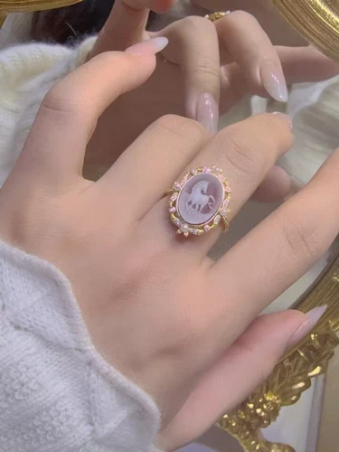 Antique Style Cameo Ring 925 Silver plated Vintage Ring Estate Jewelry Gift20