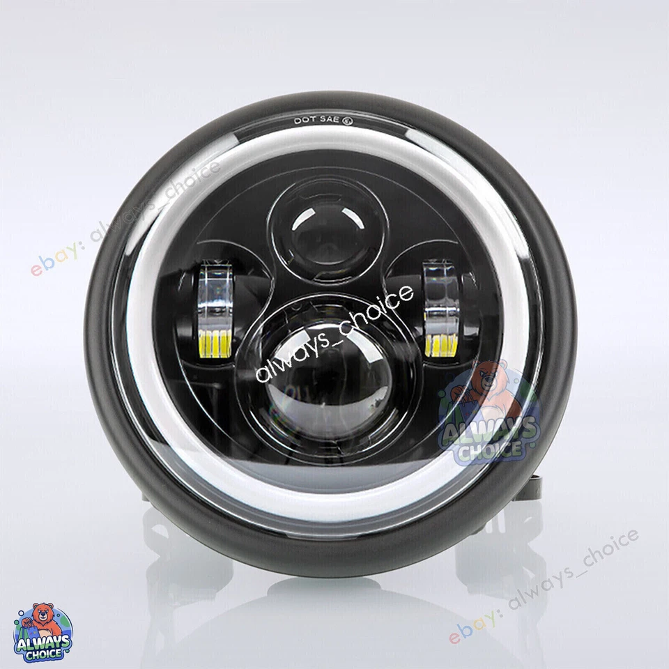 7 Zoll Motorrad LED Scheinwerfer Hi/Lo Projektor mit Mattes Gehäuse + Halterung - Bild 2 von 4