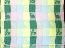 Vintage Pastel Easter Blanket Woven Cotton 54.5 x 86