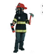 Firefighter Kids Costume w/Helmet - Mask Tools Fireman Halloween Set - Size 3-4