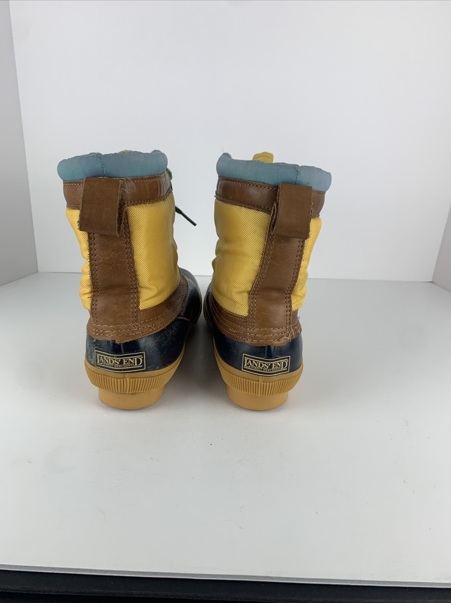 0148- Vintage 80s Lands End Winter Duck Boots Insulated Yellow