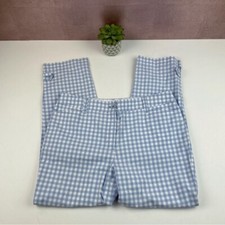 Talbots Blue White Gingham Check Print Perfect Crop Pants Women Size 8
