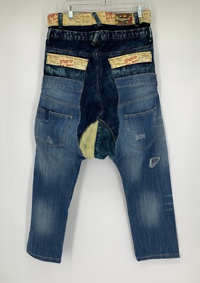 Desigual Jeans Mens Patchwork Distressed Multicolor 30x30 Baggy Hip Hop Y2k 