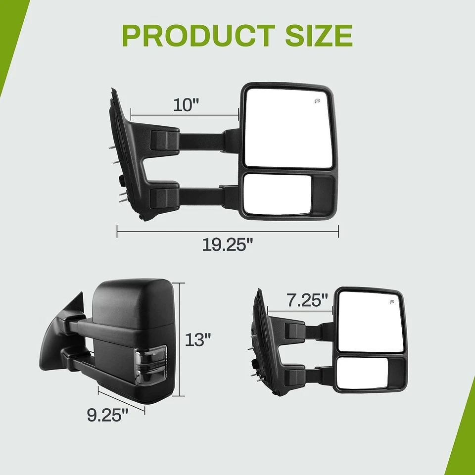 Power Heated Tow Mirrors for 08-16 Ford F250/F350/F450/F550 Super Duty Smoke Foto 4 de 4