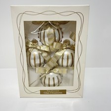 Vtg Gold Striped Dayton Hudson Glass Christmas Ornaments 1996 Made In USA Rare