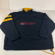 VTG Gant USA Sport Sweatshirt Extra Large Blue Rugger Fleece Quarter 1/4 Zip