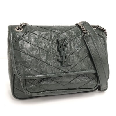 Yves Saint Laurent Niki Chain Shoulder Bag khaki Leather Yves Saint Laurent Niki Chain Shoulder Bag khaki Leather