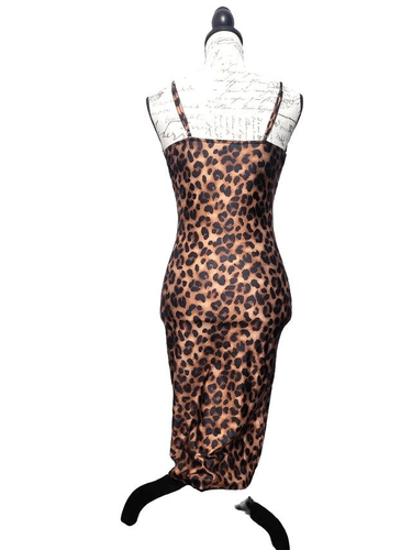 IRIS Cheetah Leopard Print Spaghetti Strap Bodycon Sexy Dress - Small - Picture 2 of 10