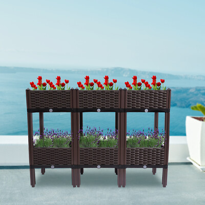 Square Elevated Rattan-Style Self-Watering Raised Garden Bed Kit 3.9ft