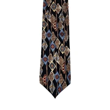 Mark Alexander Geometric Floral Pattern Men's Necktie 100% Silk Multicolor VTG