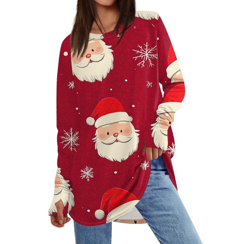 Womens Oversized Sweatshirt Graphic Sweater Long Sleeve Drop Shoulder Round - Picture 2 of 36