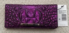 Brahmin Melbourne ADY Slim Bifold Lthr Wallet Clutch PURPLE POTION Metallic NWT
