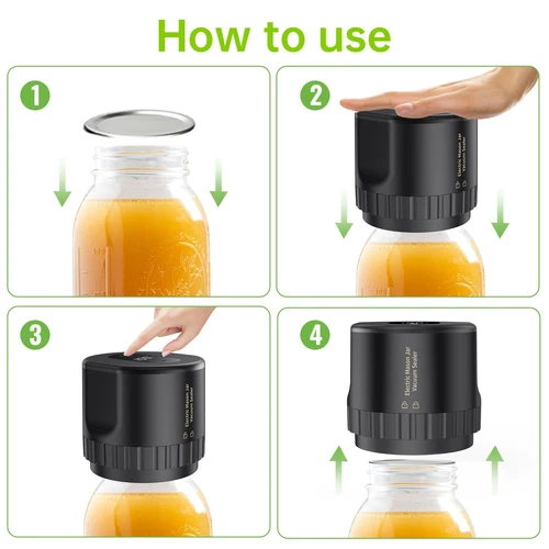 Electric Mason Jar Vacuum Ever Sealer Kit for Wide/ Regular Mouth Jars &10 Lids - Picture 6 of 11