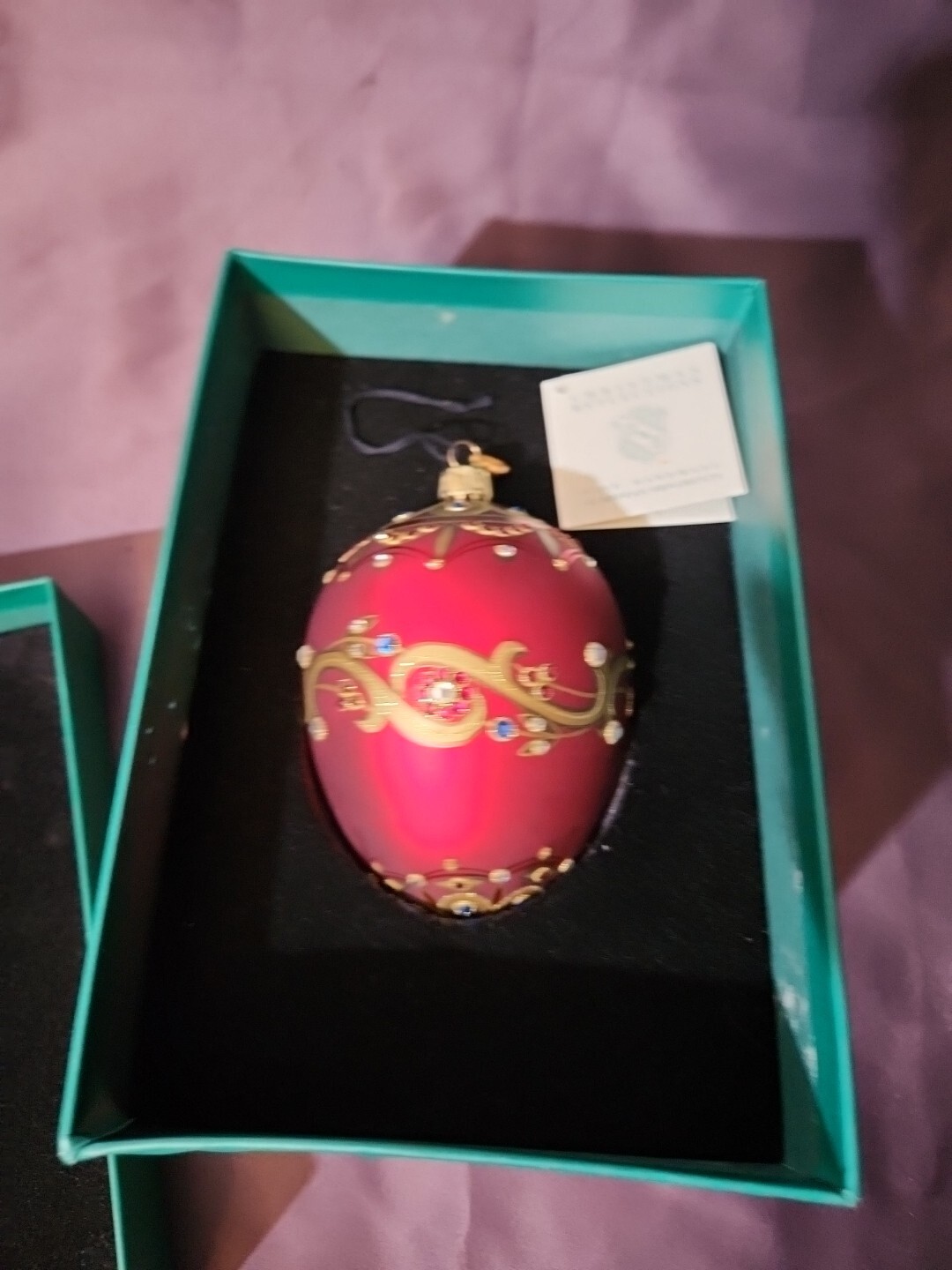 REED & BARTON Regency Egg Glass Christmas Ornament C2232 SWAROVSKI CRYSTAL