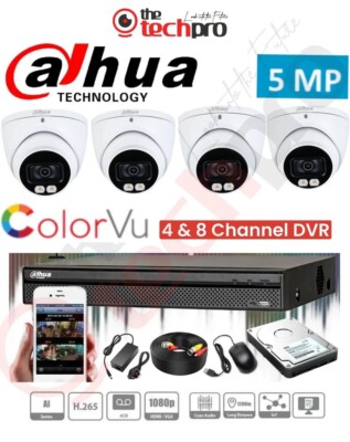 DAHUA 5MP COLORVU ÜBERWACHUNGSKAMERA SYSTEM 8CH 4CH DVR HEIMÜBERWACHUNGSSET IP67