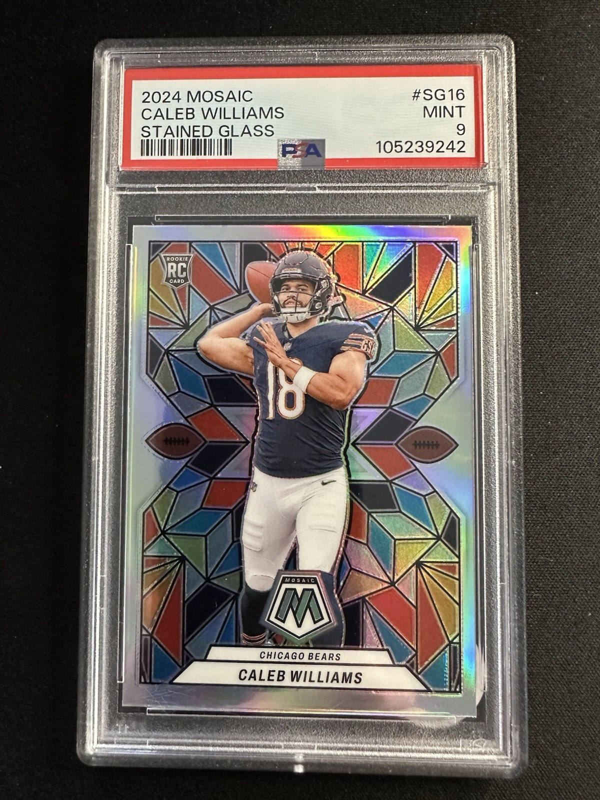 2024 Mosaic Caleb Williams Stained Glass Case Hit PSA 9 Mint Rookie Bears QB