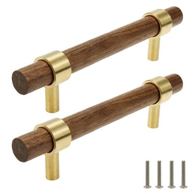 Drawer 5.51''/140mm Pulls Brass Walnut Kitchen Wardrobe Cabinet Hardware Pull ...
